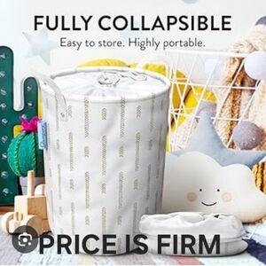 NWT Set Of 4 Medium GLAMPERS Hampers White W/Gold Arrow Design Or Flowers